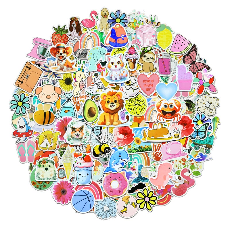 Eoaod 300Pcs Water Bottle Stickers for Kids  Cute Stickers for Water Bottles  Vinyl Waterproof Stickers Aesthetic Laptop Sticker Pack Skateboard Stickers for Kids Teens Girls (Cute-300pcs) - Image 1